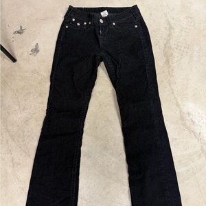 True Religion Black Corduroy Flare Jeans
